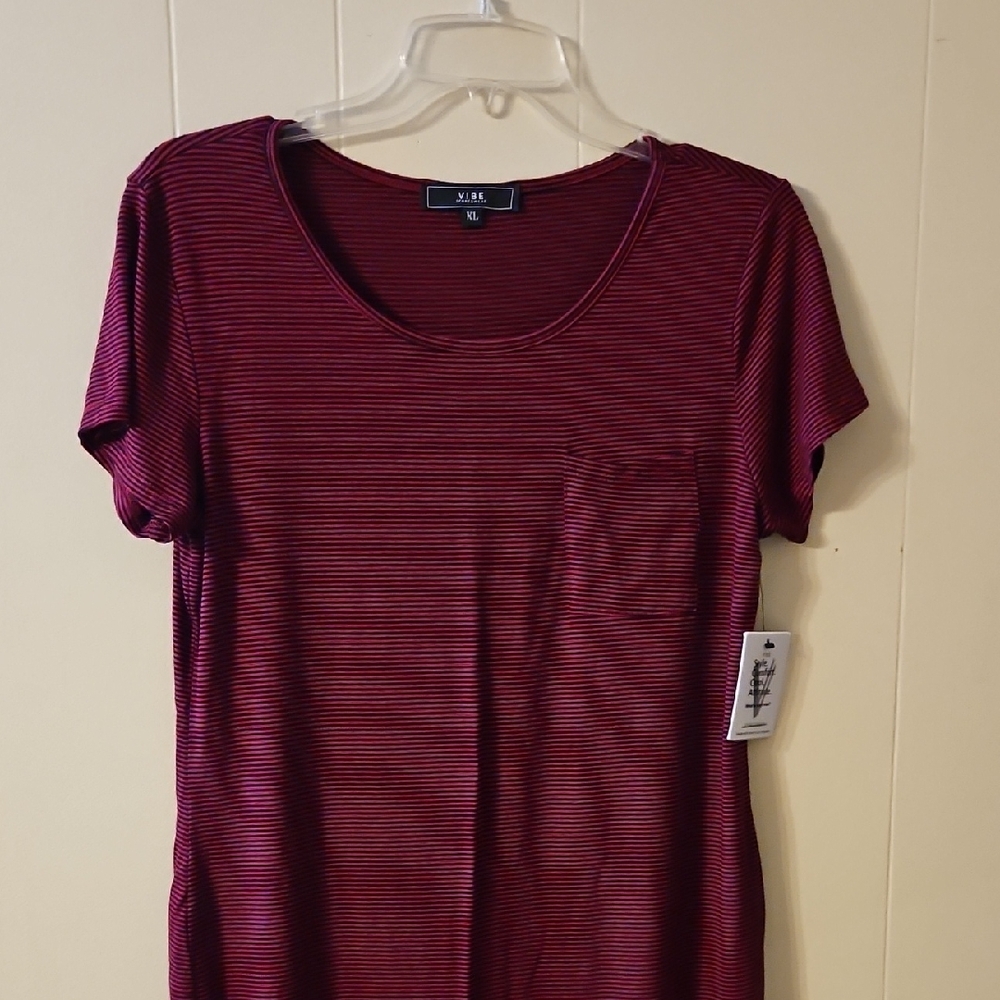 Vibe Red Fitted Short Sleeve Tee Shirt Dress